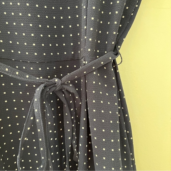 ASOS Only Navy Blue Block Dot Dress with Tie Waist - Picture 4 of 8